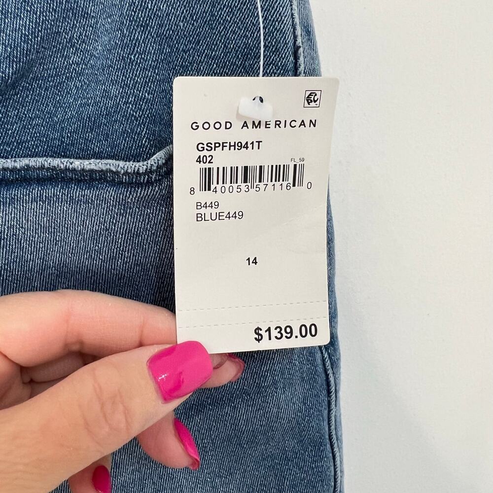 Good American Good Legs High Rise Straight Denim Jeans Blue Size 14 NWT Retro - Picture 6 of 15